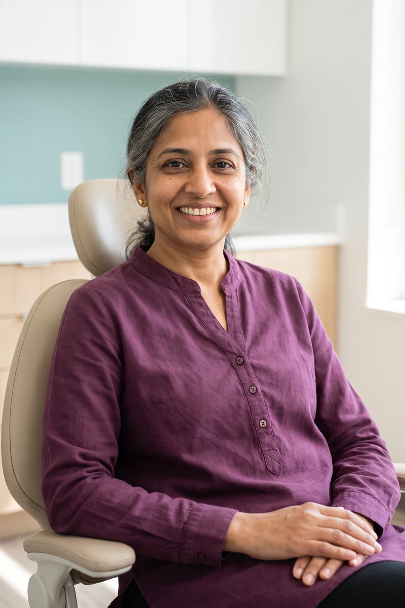 Smiling woman in a dental chair