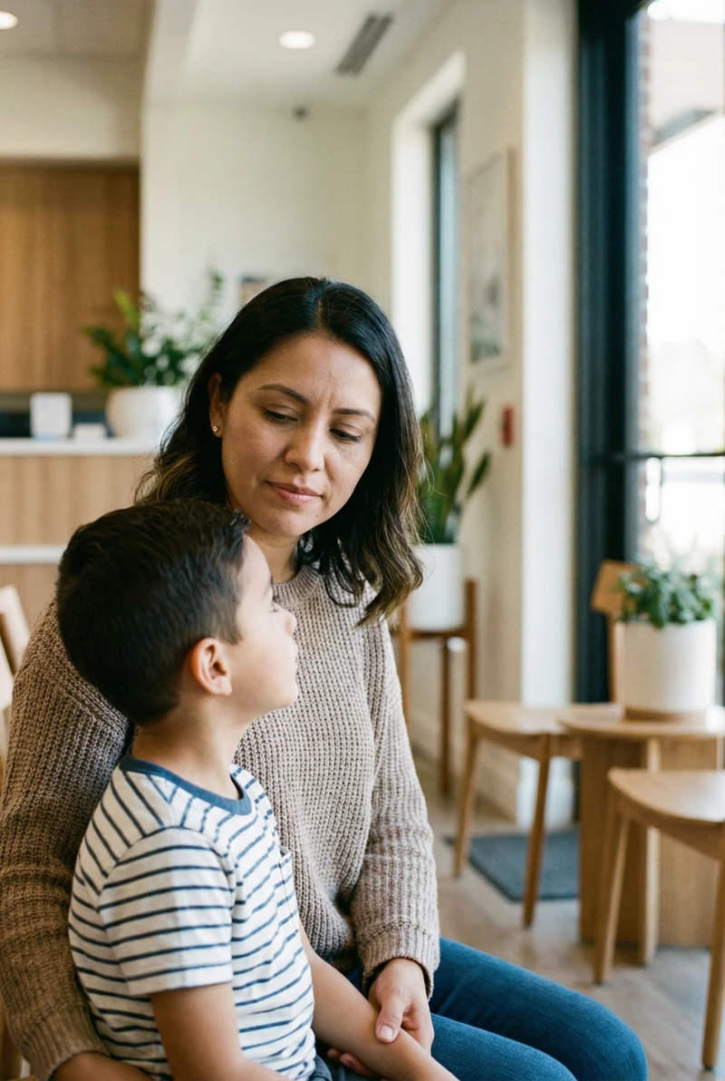 Young child during a gentle dental exam at myDental Anderson Mill
