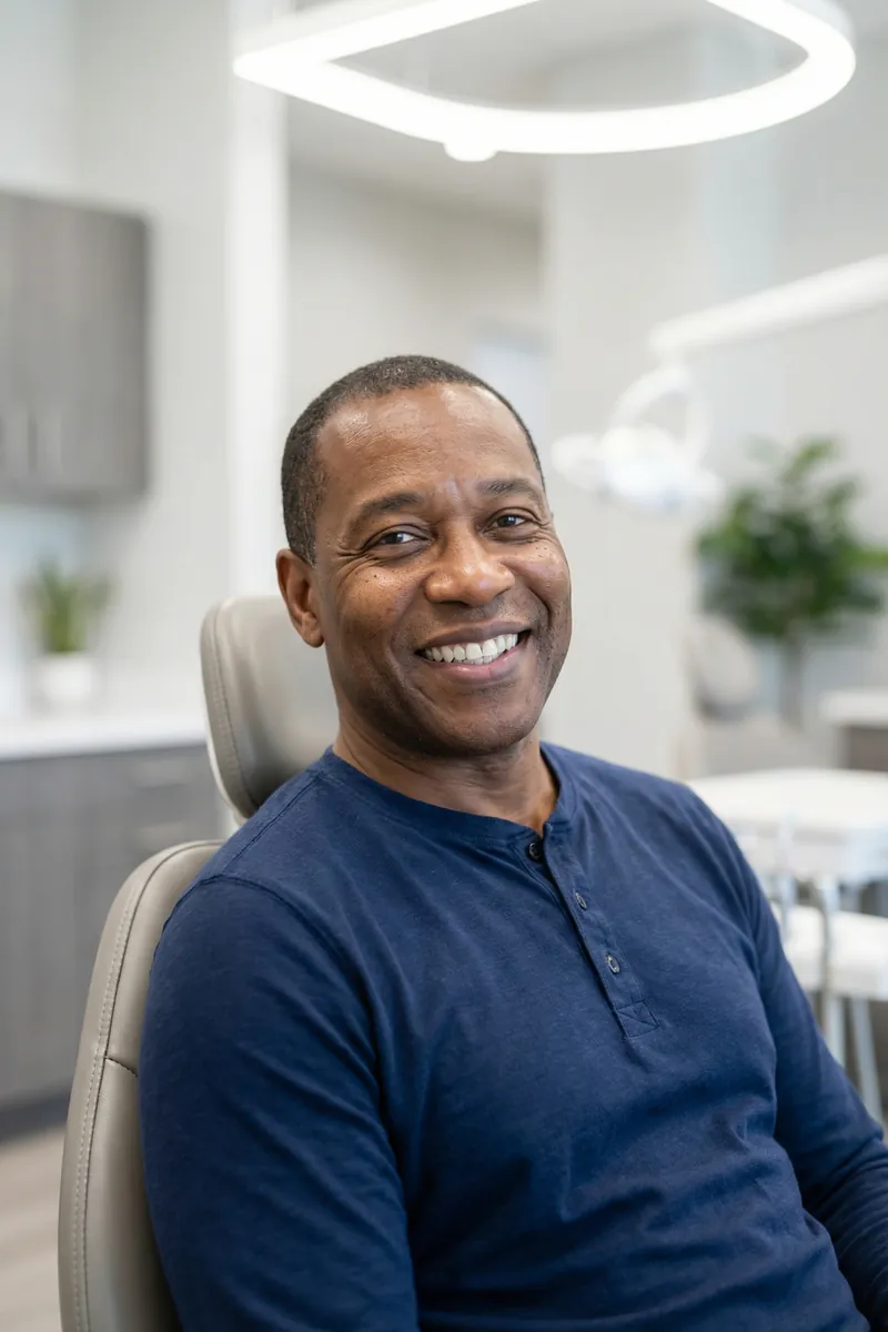 Confident patient smiling after dental implant treatment at myDental Ben White