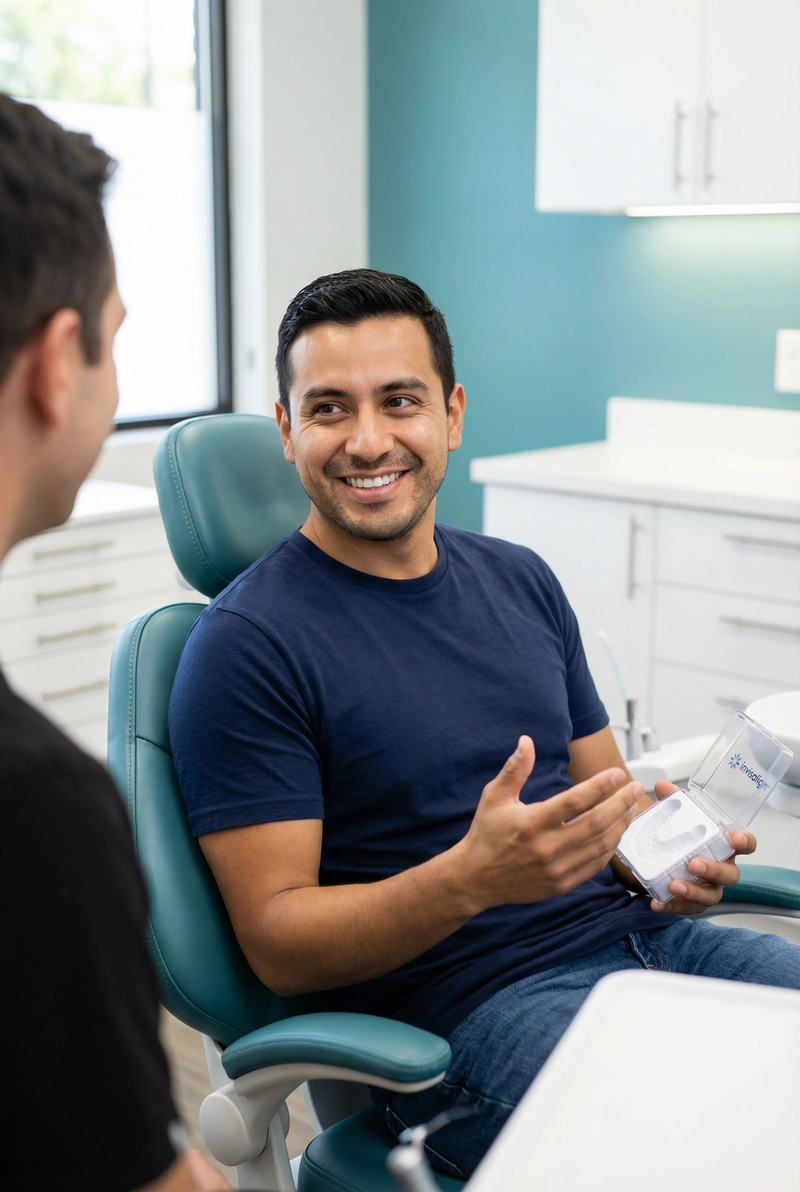 Patient considering Invisalign treatment at myDental Ben White in South Austin