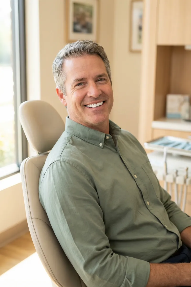 Confident patient smiling after dental implant treatment at myDental Elgin