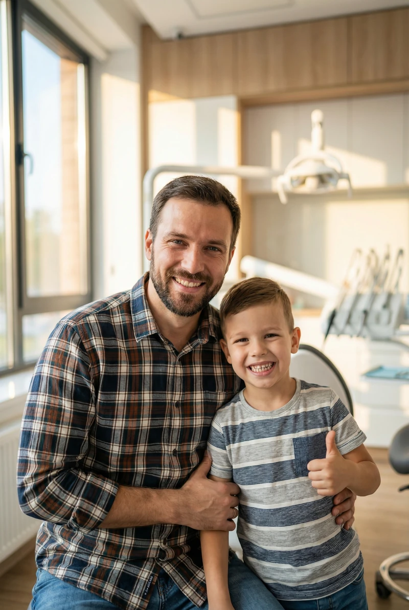 Happy child after a dental visit at myDental Elgin