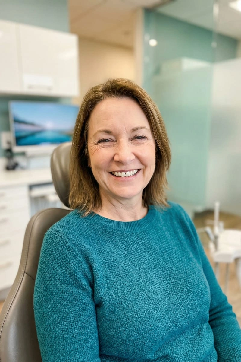 Confident patient smiling after dental implant treatment at myDental Manor