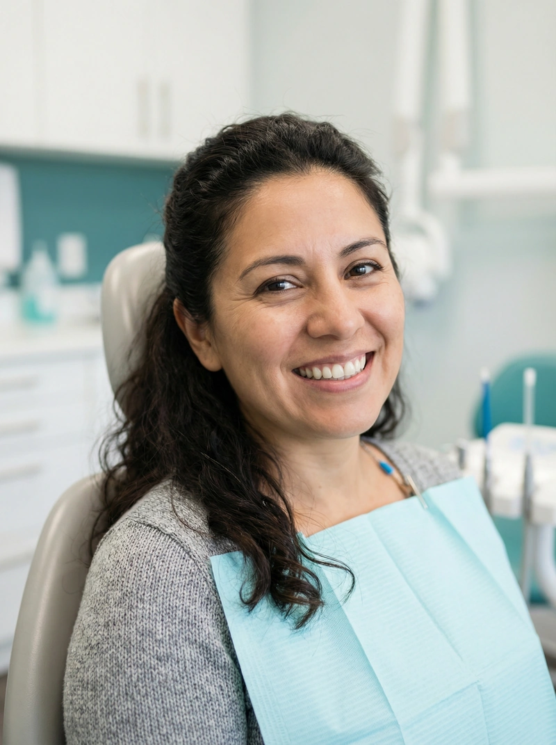 Relieved patient smiling after emergency dental treatment at myDental Manor