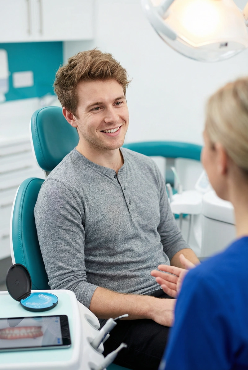 Patient considering Invisalign treatment at myDental Norwood Park in Austin