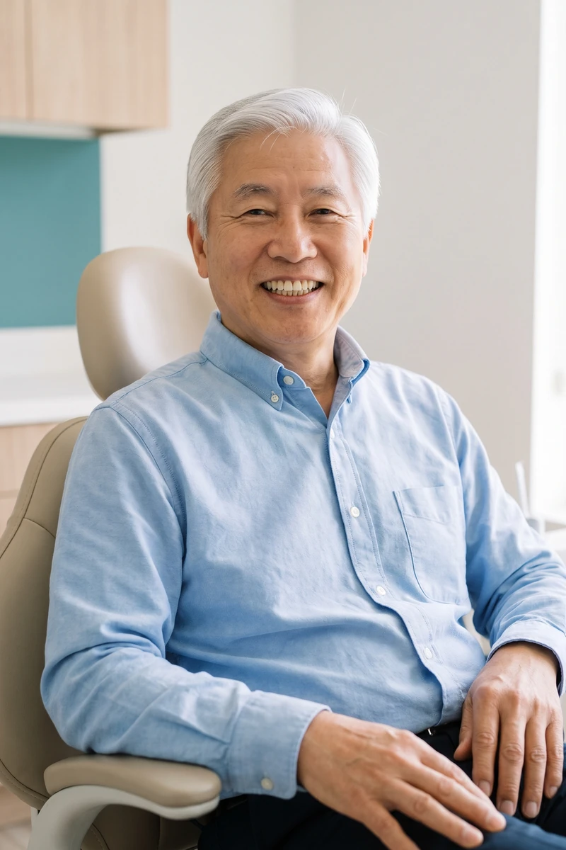 Smiling man in a dental chair