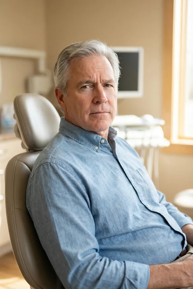 Paciente confiado sonriendo en el sillón dental en myDental Round Rock