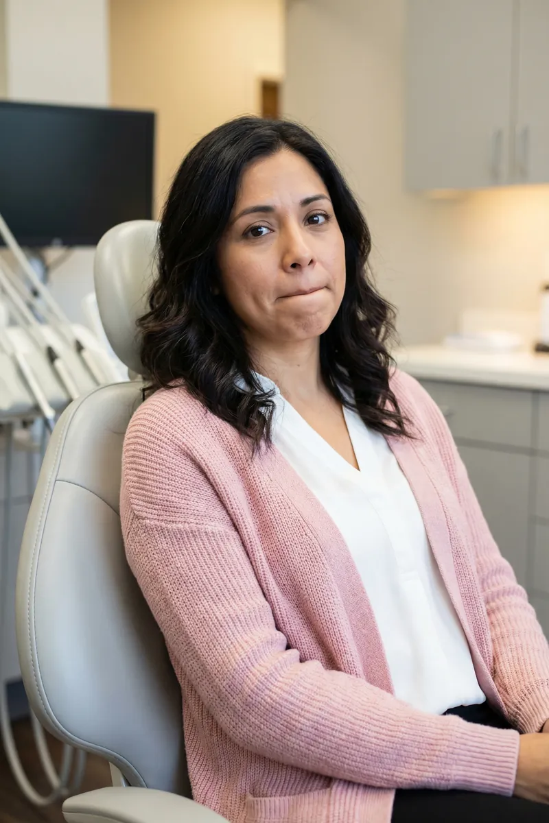 Confident patient smiling in dental chair at myDental San Marcos