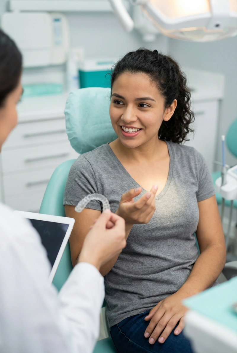 Patient considering Invisalign treatment at myDental San Marcos