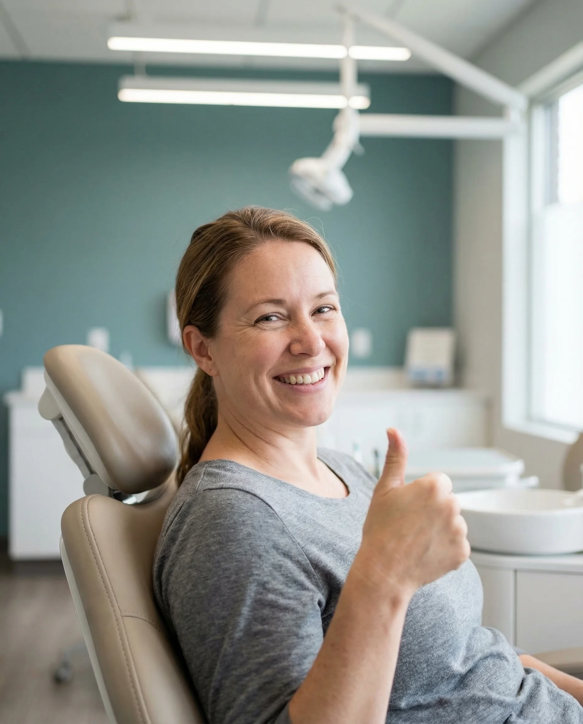 Relieved patient after successful oral surgery at myDental Tech Ridge